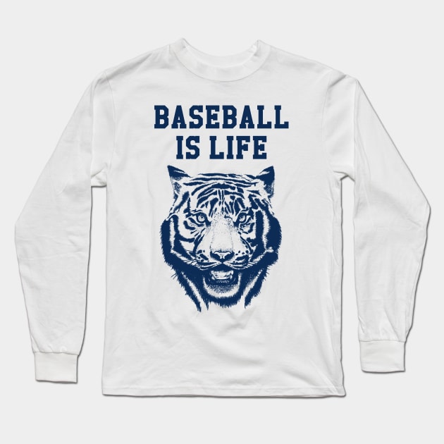 Baseball is Life Blue Long Sleeve T-Shirt by bens black line art